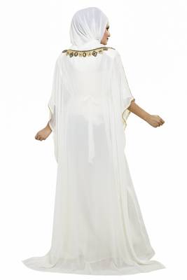 Off white Beautiful Moroccan Islamic Wedding Gown Party Wear Gown For Women 2
