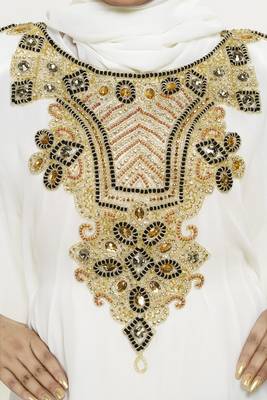 Off white Beautiful Moroccan Islamic Wedding Gown Party Wear Gown For Women 3
