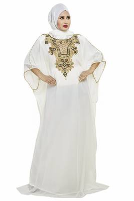 Off white Beautiful Moroccan Islamic Wedding Gown Party Wear Gown For Women 1