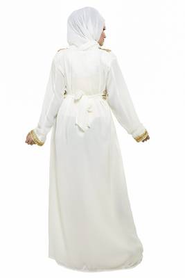 Off white Moroccan Arabic Islamic Kaftan Dress 2