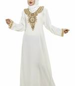 Off white Moroccan Arabic Islamic Kaftan Dress