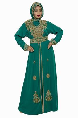 Green Modern Islamic Arabic Kaftan Dress For Weddin Gown Party Wear Dress 1