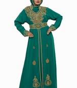 Green Modern Islamic Arabic Kaftan Dress For Weddin Gown Party Wear Dress