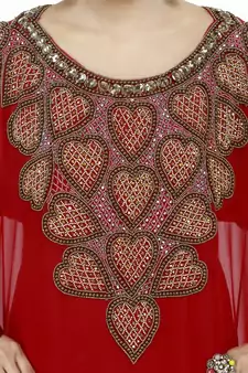 Red  Moroccan Kaftan Islamic Moroccan Jalabiya Dress