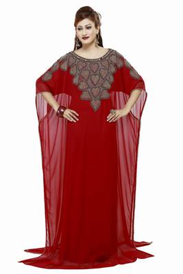 Red  Moroccan Kaftan Islamic Moroccan Jalabiya Dress 1