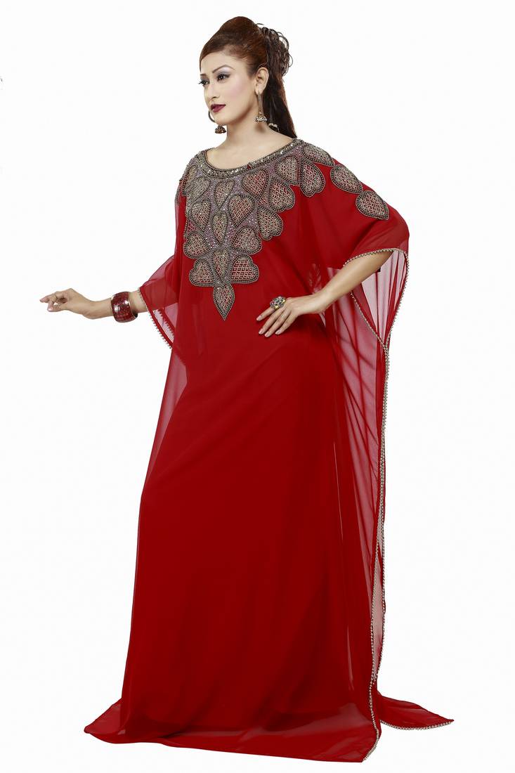 Red  Moroccan Kaftan Islamic Moroccan Jalabiya Dress