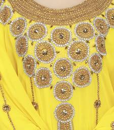 Yellow New Moroccan Arabic Islamic Party Wear Party Dress For Women