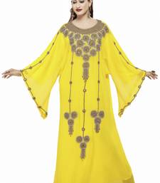 Yellow New Moroccan Arabic Islamic Party Wear Party Dress For Women