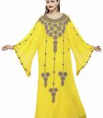 Yellow New Moroccan Arabic Islamic Party Wear Party Dress For Women