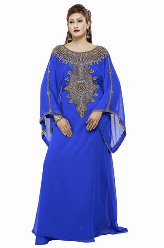 Royal blue New Hand Embroidery Work By Al Mehraan Fashion For Women Gown