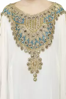 Off white Gandura Moroccan Arabic Traditional Party Thobe Kaftan