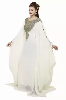 Off white Gandura Moroccan Arabic Traditional Party Thobe Kaftan