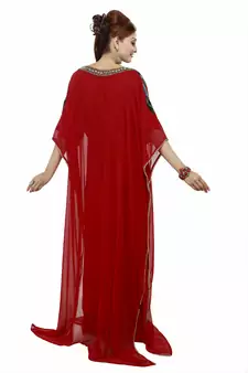 Red Morocan Arabic Islamic Kaftan Dress