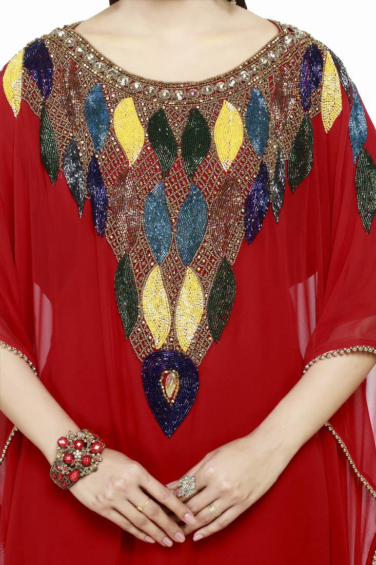 Red Morocan Arabic Islamic Kaftan Dress