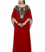 Red Morocan Arabic Islamic Kaftan Dress