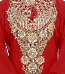 Red Modern Islamic Arabic Kaftan Dress For Weddin Gown Party Wear Dress
