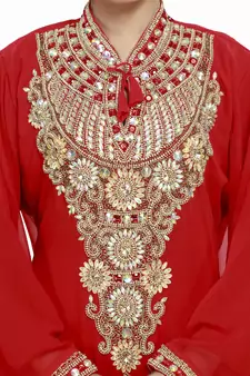Red Modern Islamic Arabic Kaftan Dress For Weddin Gown Party Wear Dress