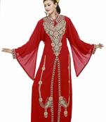 Red Modern Islamic Arabic Kaftan Dress For Weddin Gown Party Wear Dress