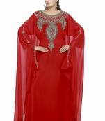 Red  Moroccan Kaftan Islamic Moroccan Jalabiya Dress