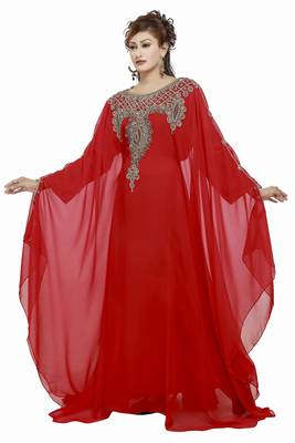 Red  Moroccan Kaftan Islamic Moroccan Jalabiya Dress 3