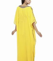 Yellow New Moroccan Arabic Islamic Party Wear Party Dress For Women