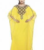 Yellow New Moroccan Arabic Islamic Party Wear Party Dress For Women
