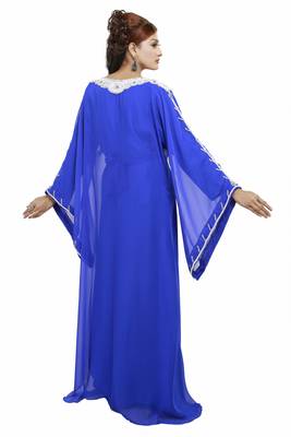 Royal blue Royal  Moroccan Beautiful Zari Work Jilbab Jalabiya Kaftan Dress 2