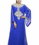 Royal blue Royal  Moroccan Beautiful Zari Work Jilbab Jalabiya Kaftan Dress
