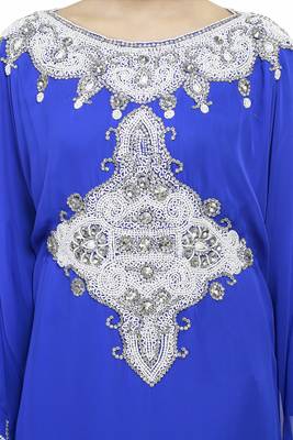 Royal blue Royal  Moroccan Beautiful Zari Work Jilbab Jalabiya Kaftan Dress 3