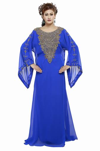 Royal blue New Hand Embroidery Work By Al Mehraan Fashion For Women Gown