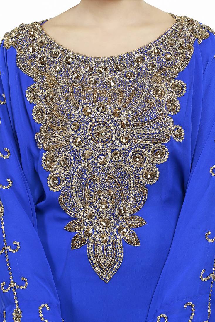 Royal blue New Hand Embroidery Work By Al Mehraan Fashion For Women Gown