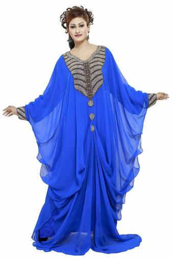Royal blue Gandura Moroccan Arabic Traditional Party Thobe Kaftan
