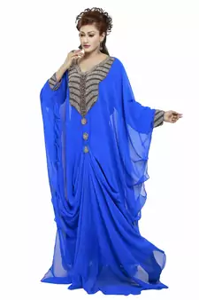 Royal blue Gandura Moroccan Arabic Traditional Party Thobe Kaftan