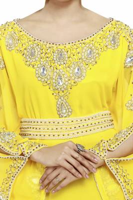 Yellow Ethinc Women Arabic Elegant Lowest For Daily Use Kaftan 3