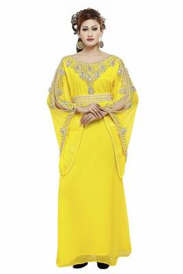 Yellow Ethinc Women Arabic Elegant Lowest For Daily Use Kaftan 1
