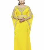 Yellow Ethinc Women Arabic Elegant Lowest For Daily Use Kaftan