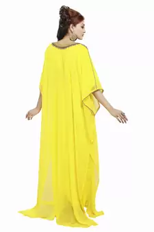 Yellow Morocan Arabic Islamic Kaftan Dress