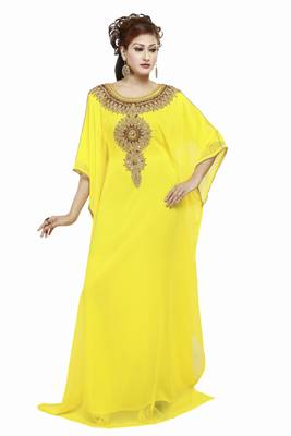 Yellow Morocan Arabic Islamic Kaftan Dress 1