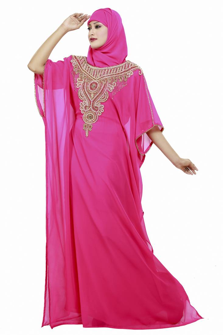 Pink  Moroccan Kaftan Islamic Moroccan Jalabiya Dress
