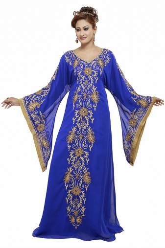 Royal blue Beautiful Moroccan Islamic Wedding Gown Party Wear Gown For Women