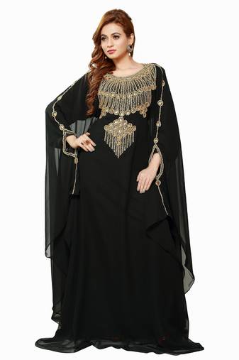 Black Modern Islamic Arabic Kaftan Dress For Weddin Gown Party Wear Dress