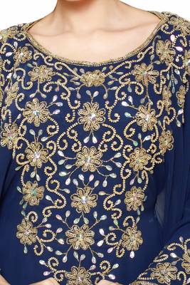 Navy Blue  Moroccan Kaftan Islamic Moroccan Jalabiya Dress 2