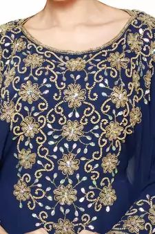 Navy Blue  Moroccan Kaftan Islamic Moroccan Jalabiya Dress