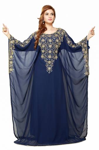 Navy Blue  Moroccan Kaftan Islamic Moroccan Jalabiya Dress