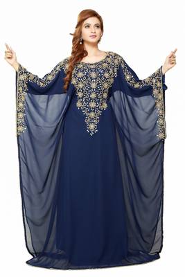 Navy Blue  Moroccan Kaftan Islamic Moroccan Jalabiya Dress 1