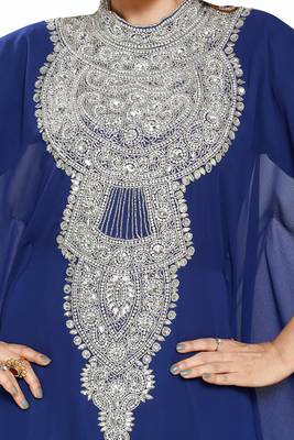 Navy Blue New Moroccan Arabic Islamic Party Wear Party Dress For Women 2