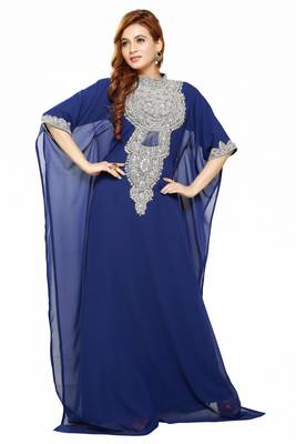Navy Blue New Moroccan Arabic Islamic Party Wear Party Dress For Women 1