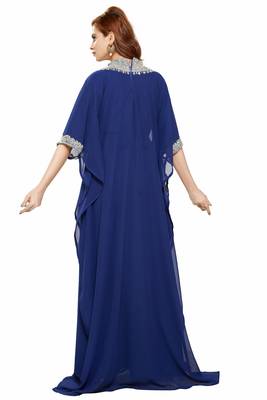 Navy Blue New Moroccan Arabic Islamic Party Wear Party Dress For Women 3