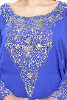 Blue Royal  Moroccan Beautiful Zari Work Jilbab Jalabiya Kaftan Dress