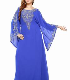 Blue Royal  Moroccan Beautiful Zari Work Jilbab Jalabiya Kaftan Dress